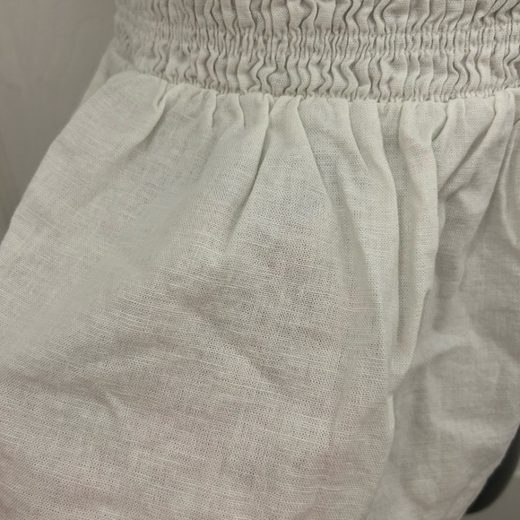 White Linen Peplum Top, Sz S - Picture 3 of 8